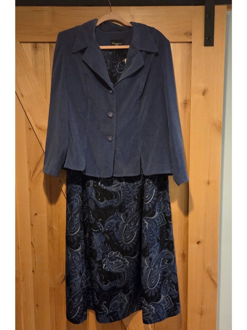 Cimarron Plus Size 16 Blue Paisley Sleeveless Midi Dress & Blazer 2 Piece USA